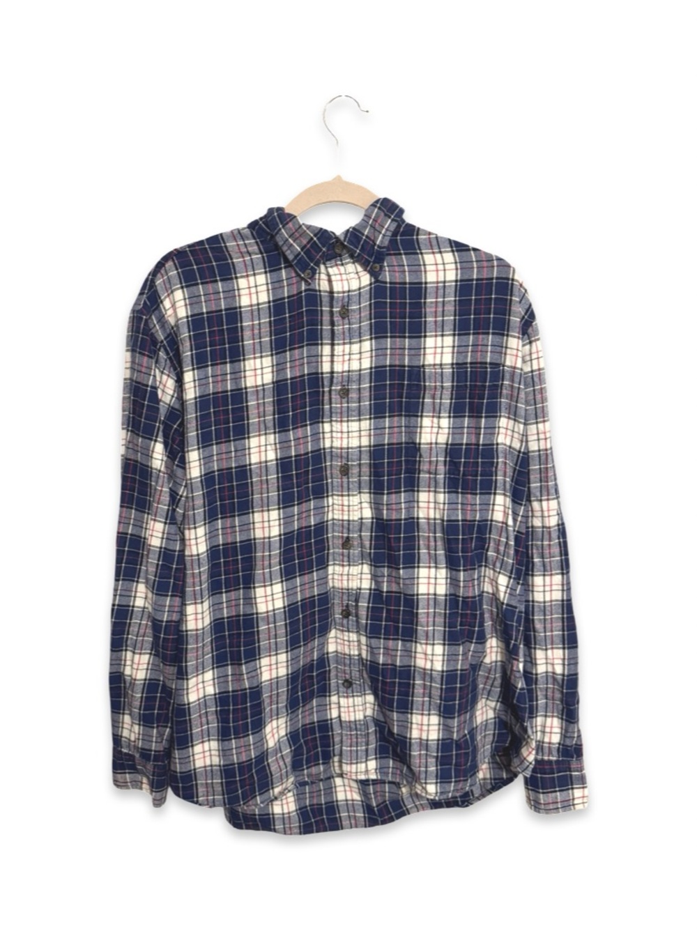 St. John’s Bay Men’s Super Soft Plaid Flannel Button Down Shirt Blue XL
